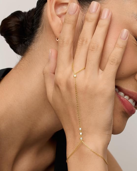 Handketting-armband met kraaltjes | goudkleurig