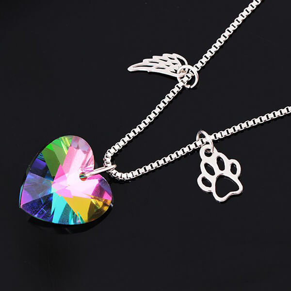 Regenboog gedenkketting met harthanger