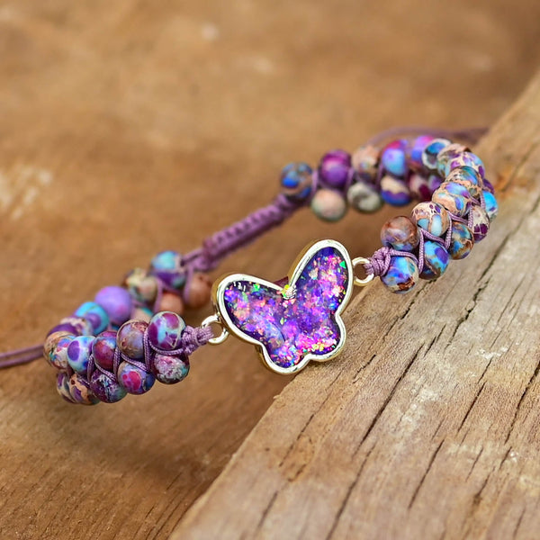 Druzy vlinderarmband met paarse opaal