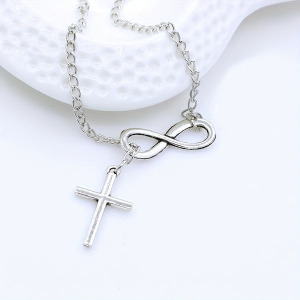 Eternal kruis ketting | witgoudkleurig