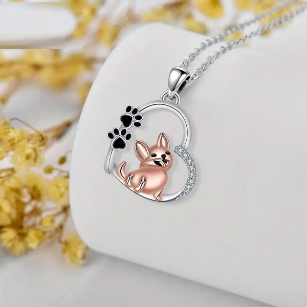 Lieve ketting met hartvormige hondenhanger