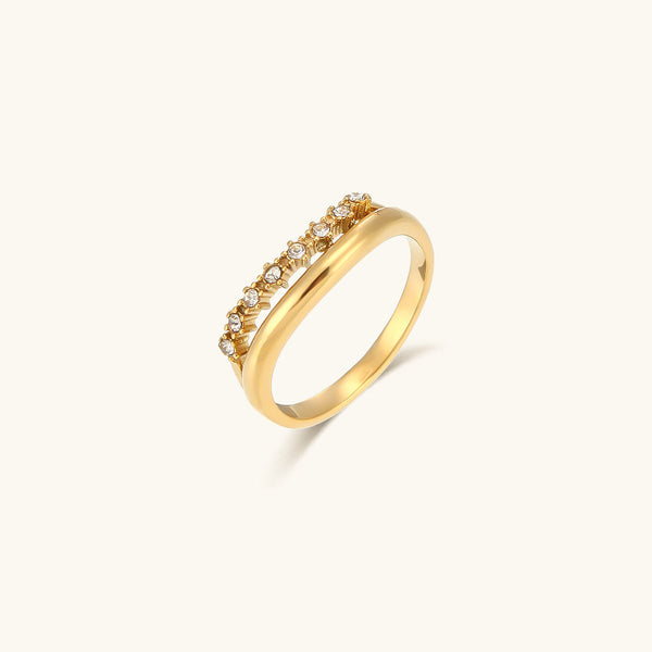 Adeline goudkleurige ring met diamantimitatie