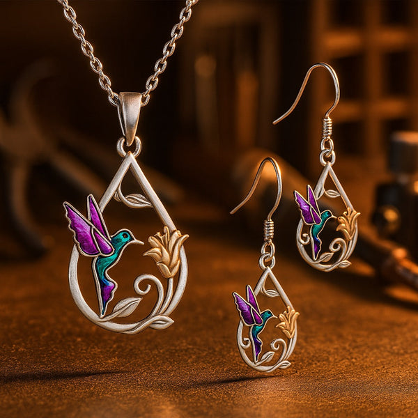 Prachtige kolibrieketting voor vrouwen met oorbellen cadeau