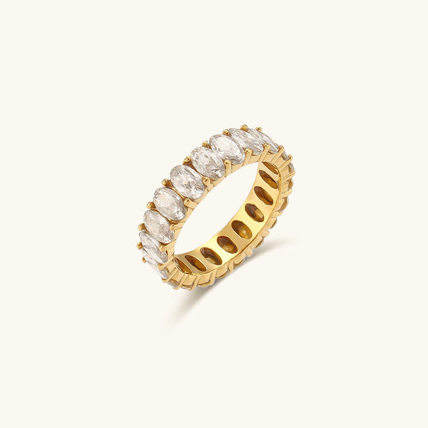 Antoinette goudkleurige ring met diamantimitatie