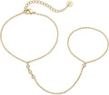 Handketting-armband met kraaltjes | goudkleurig