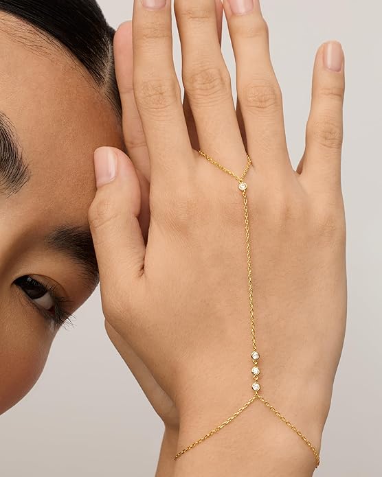 Handketting-armband met kraaltjes | goudkleurig