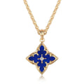 Blauwe klaver hanger ketting | goudkleurig