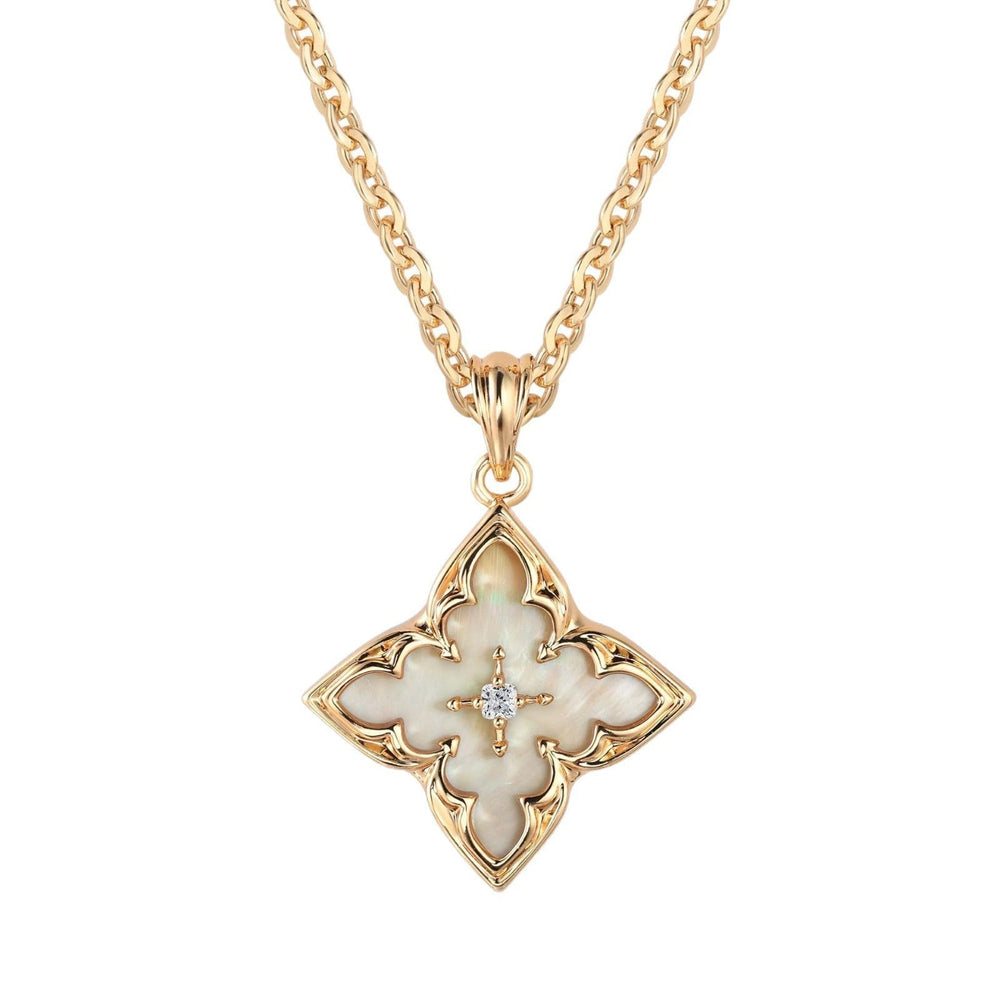 Blauwe klaver hanger ketting | goudkleurig
