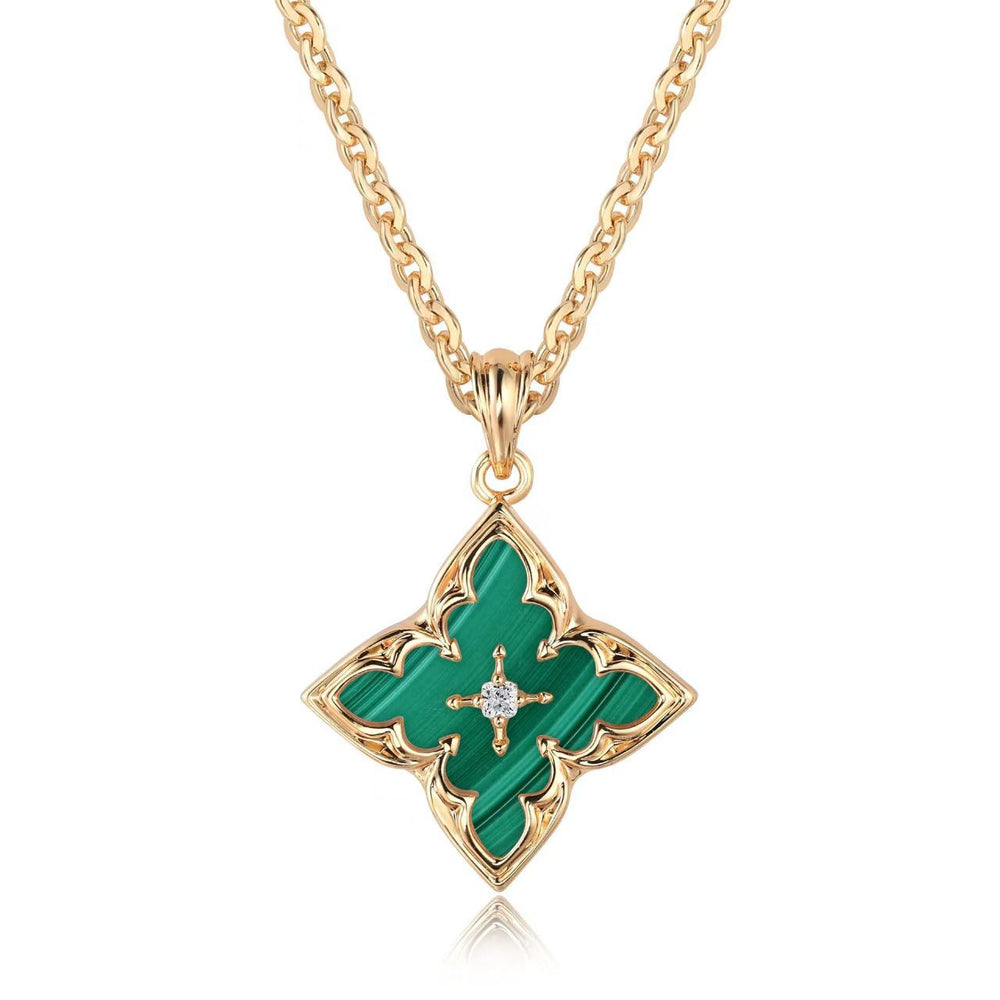 Blauwe klaver hanger ketting | goudkleurig