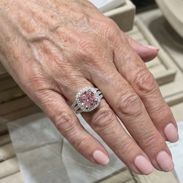 Blush Empress halo-ring | witgoudkleurig