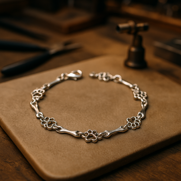 Limited edition zilveren armband met hondenpootjes en botjes