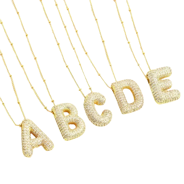 Ketting met bubbelletter-initiaal | goudkleurig