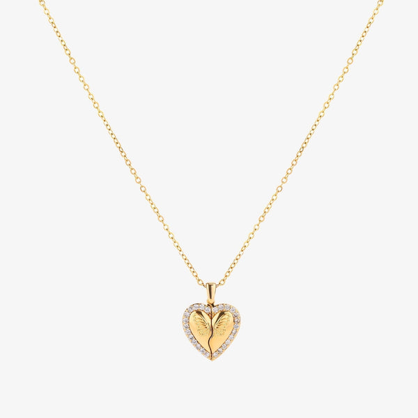 Vlinder hart ketting | goudkleurig