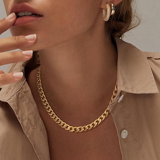 Stevige Cubaanse schakelketting | goudkleurig