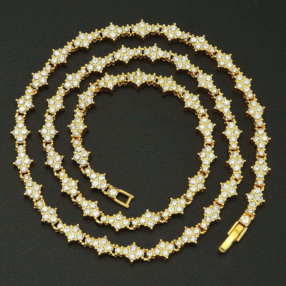 Klassieke cluster tennisketting | goudkleurig