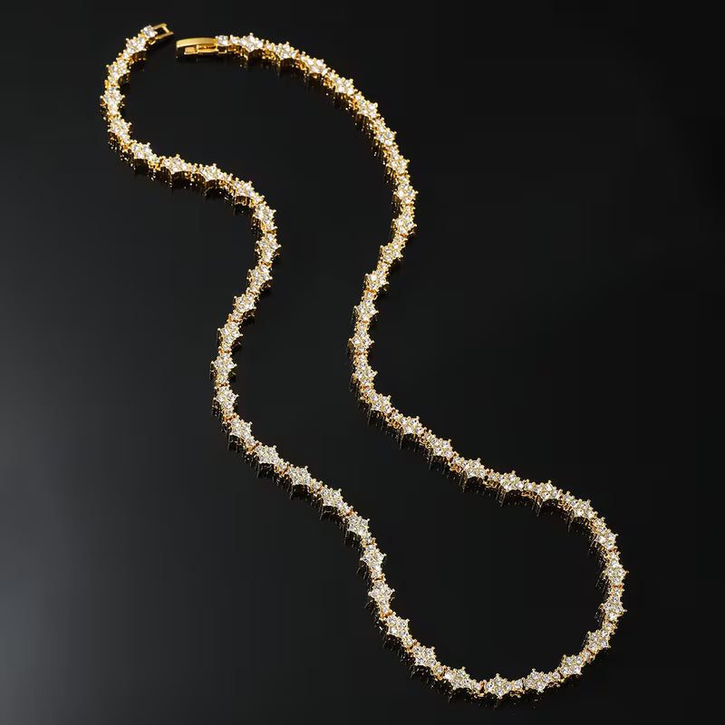 Klassieke cluster tennisketting | goudkleurig