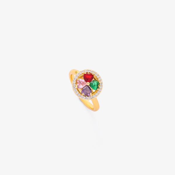 Colorwave draaiende ring met hartjes | goudkleurig
