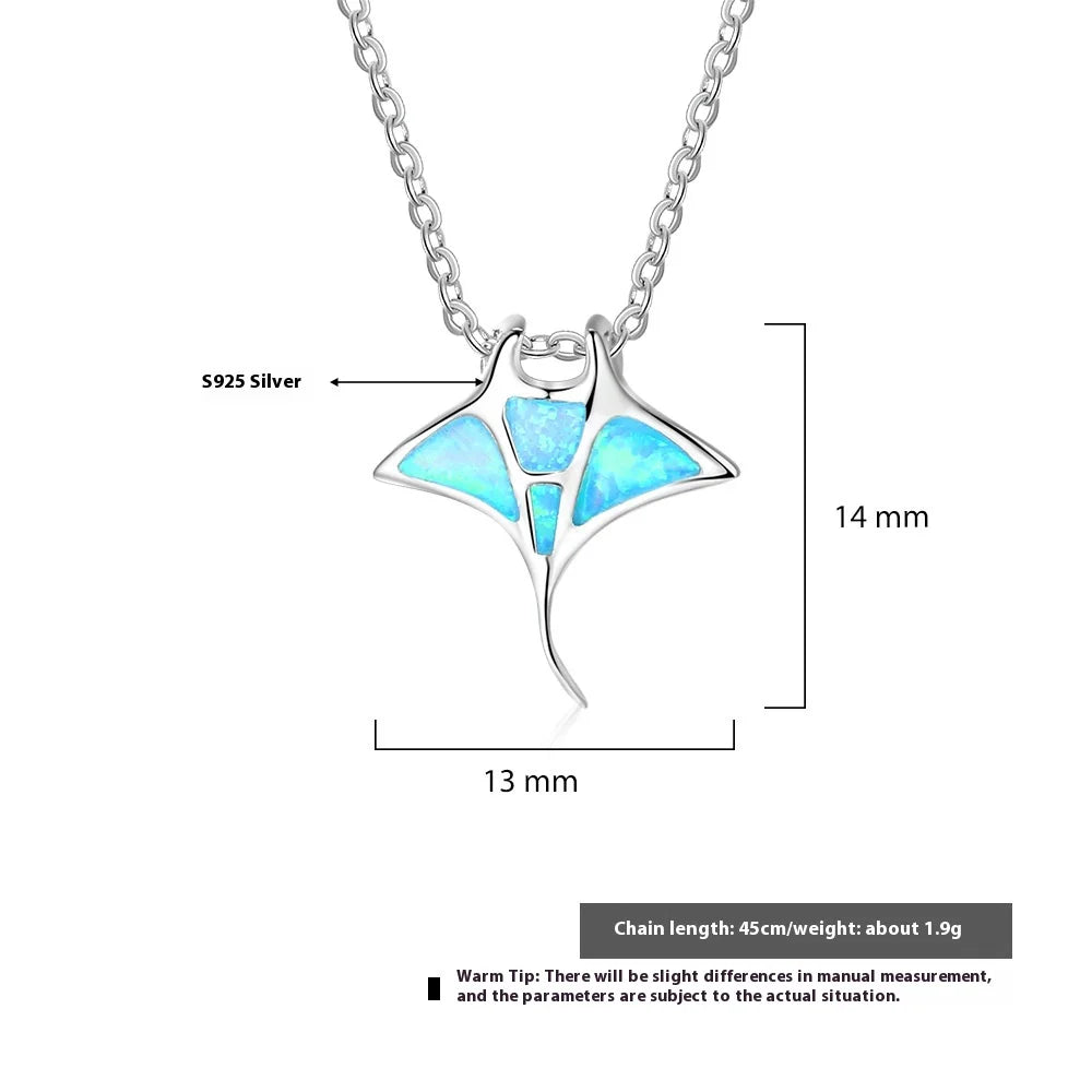 Mantarog ketting met blauwe opaal-look