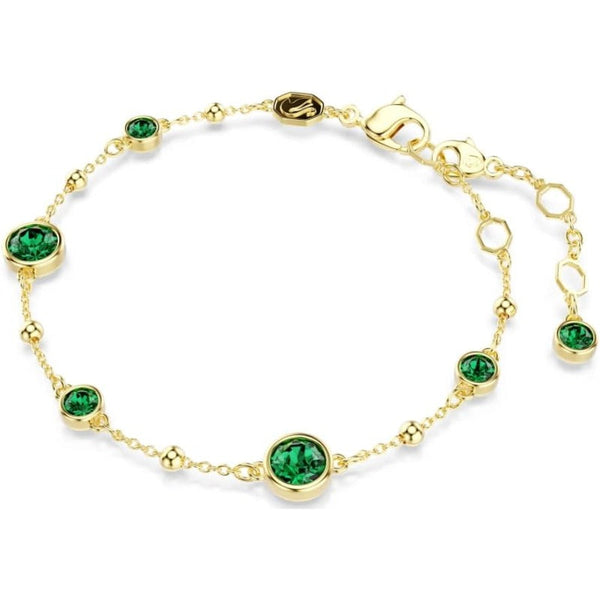 Fijne armband met smaragdgroene steentjes | goudkleurig
