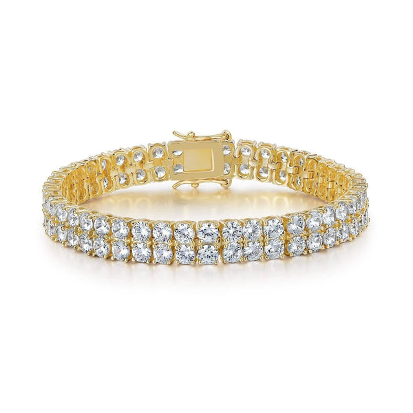 Tennisarmband met dubbele rij | goudkleurig