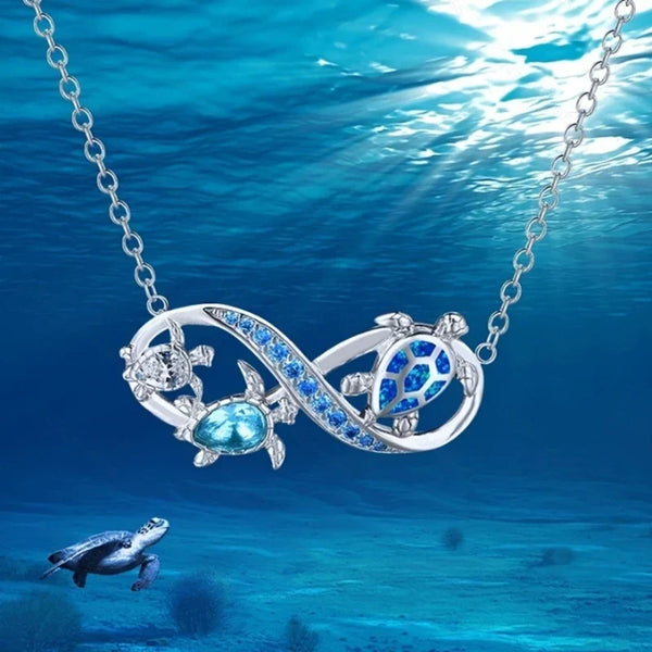 Infinity schildpad ketting met fonkelende kristallen
