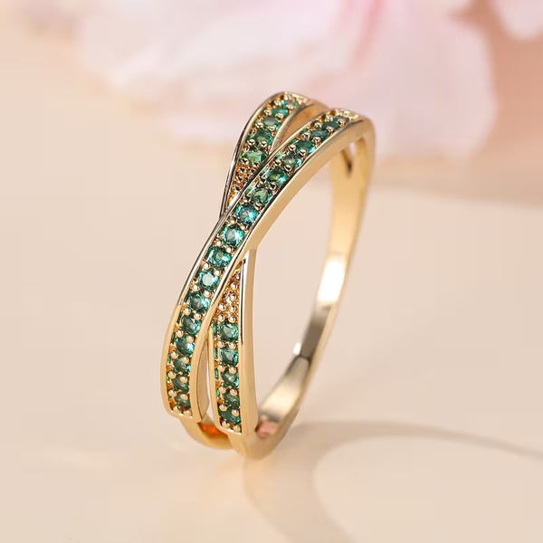 Emerald Flow ring | goudkleurig