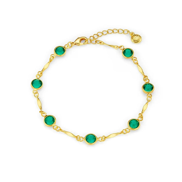 Schakelarmband met smaragd | goudkleurig