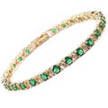 Tennisarmband met smaragdgroen trio | goudkleurig