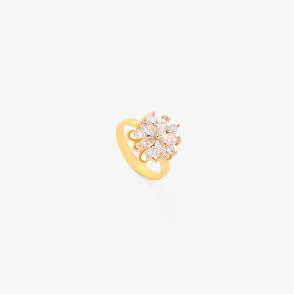 Flora draaiende ring met bloem | goudkleurig