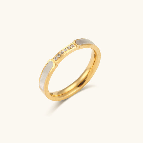Gabrielle goudkleurige ring met diamantimitatie
