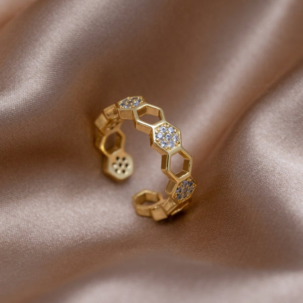 Goudkleurige geometrische open ring