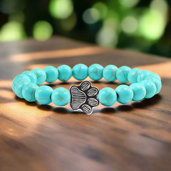 Kralenarmband met pootje – natuursteen