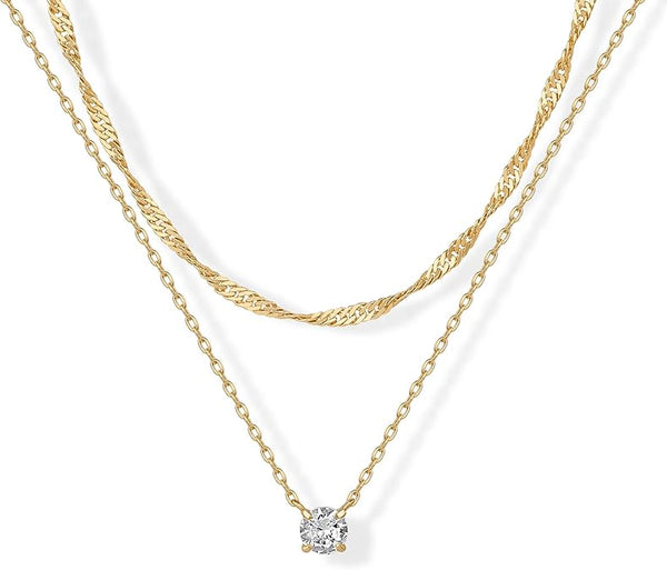 Halo gelaagde ketting | goudkleurig