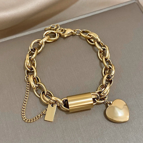 Heartened stoere schakelarmband | goudkleurig