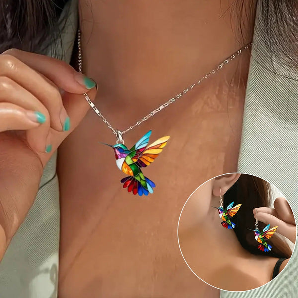 Prachtige kolibrieketting met oorbellen cadeau