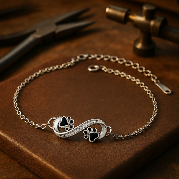 Pootjesarmband met oneindigheidshanger en zirkonia