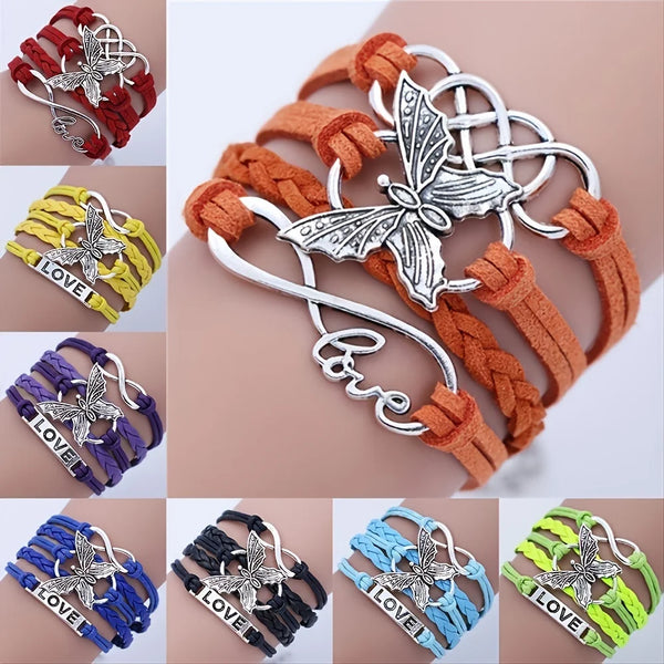 Vintage Love vlinder leren armband