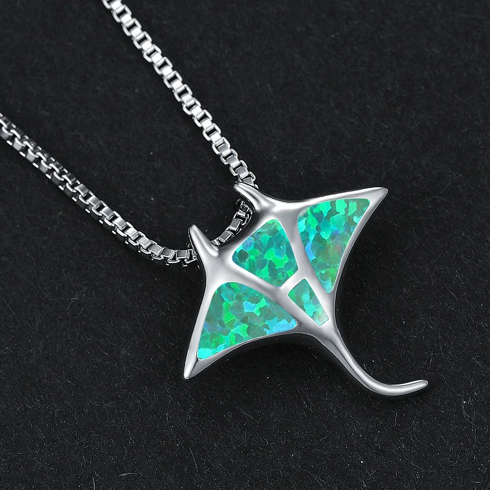 Mantarog ketting met blauwe opaal-look