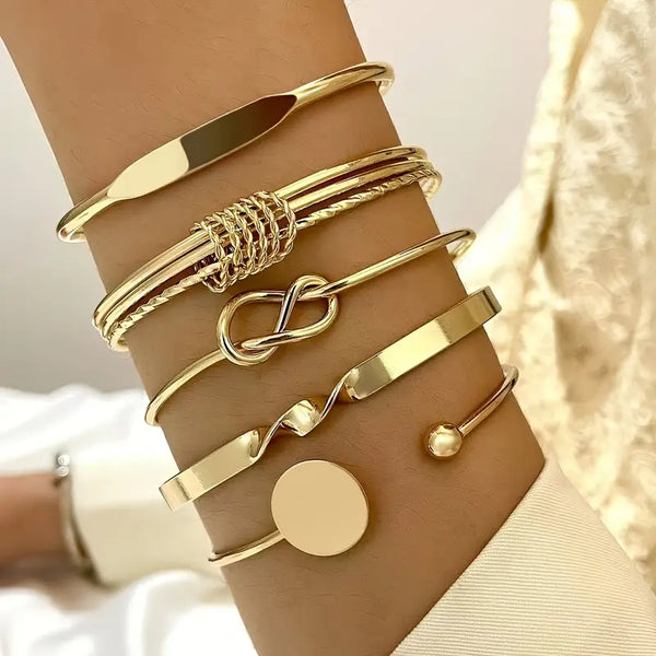 Knotted Elegance armbandenset | goudkleurig