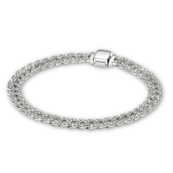 Cubaanse armband met pavé | witgoudkleurig