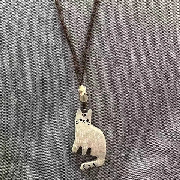 Vintage ketting met kat en sterrenhanger