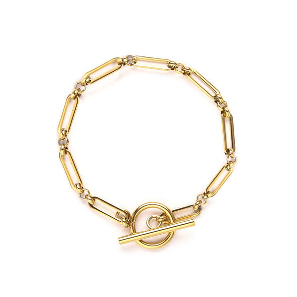 T-bar schakelarmband | goudkleurig