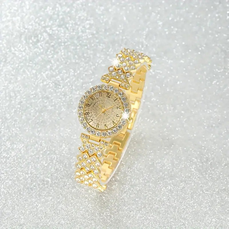 Luxe Radiance goudkleurige set van horloge & armband | goudkleurig