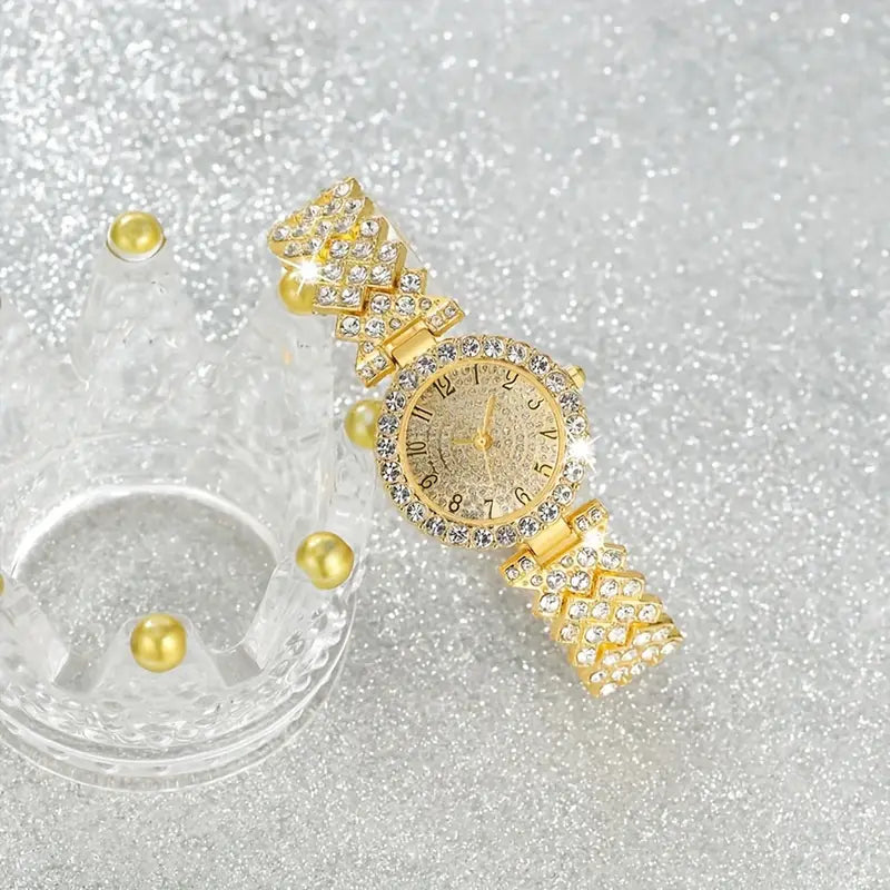 Luxe Radiance goudkleurige set van horloge & armband | goudkleurig