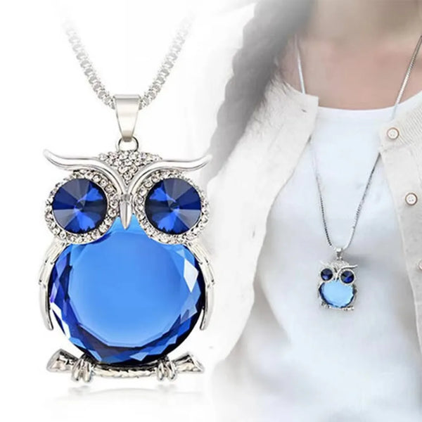 Kristallen uil-hanger ketting