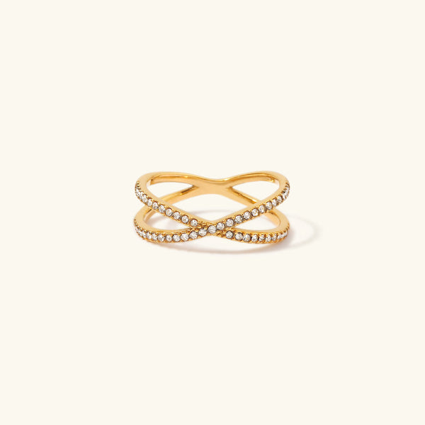 Nia Diamond kruisring goudkleurig