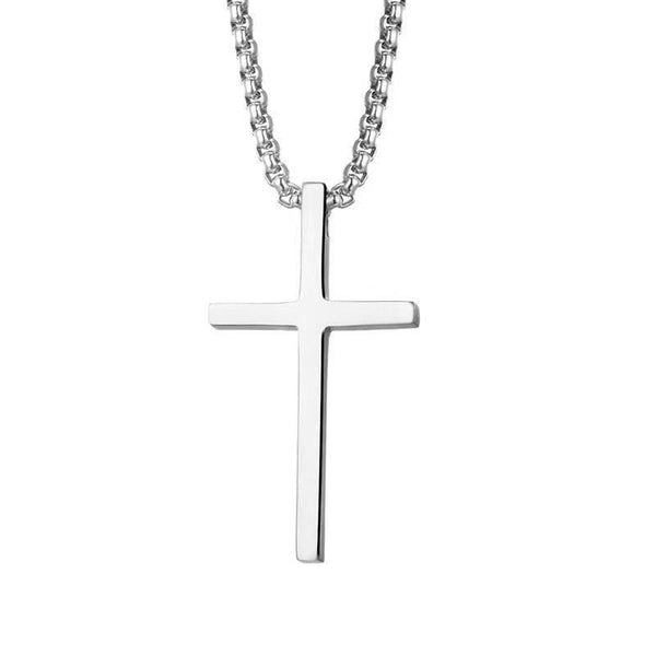 Bezel kruisketting | witgoudkleurig