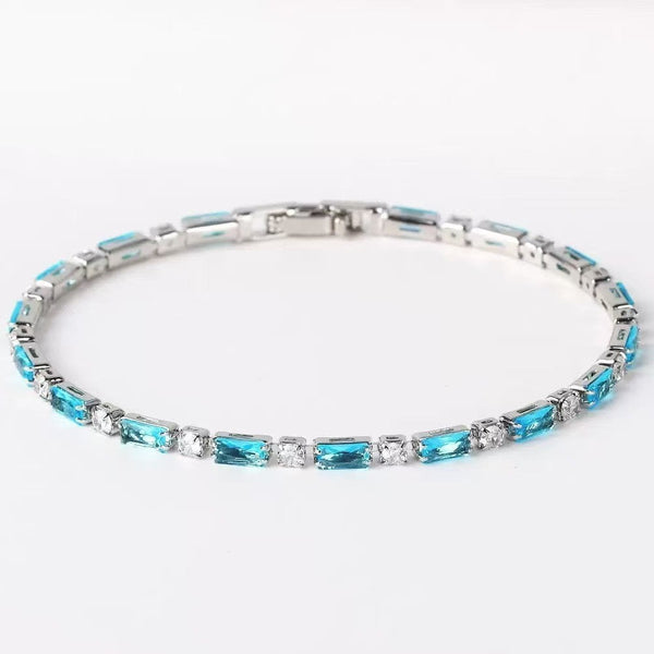 Armband met natuurlijke turquoise steen | witgoudkleurig