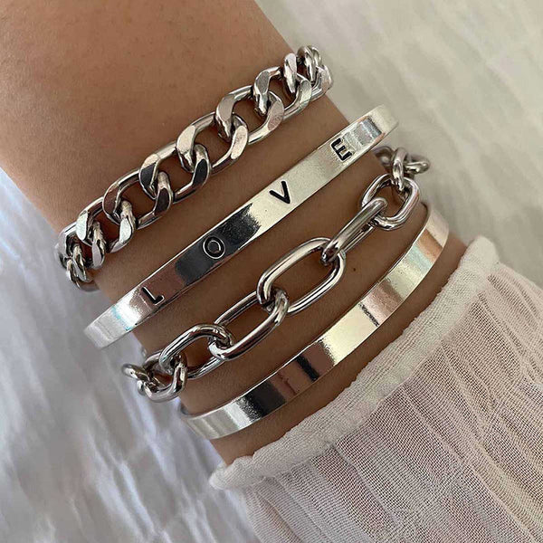 Elan Mercer armbandenset | witgoudkleurig