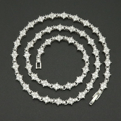 Klassieke cluster tennisketting | witgoudkleurig